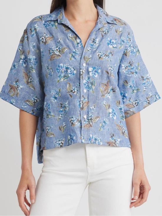 Frank & Eileen Tops - Frank & Eileen Blue Floral Rosie Short-Sleeve Button Shirt New Small